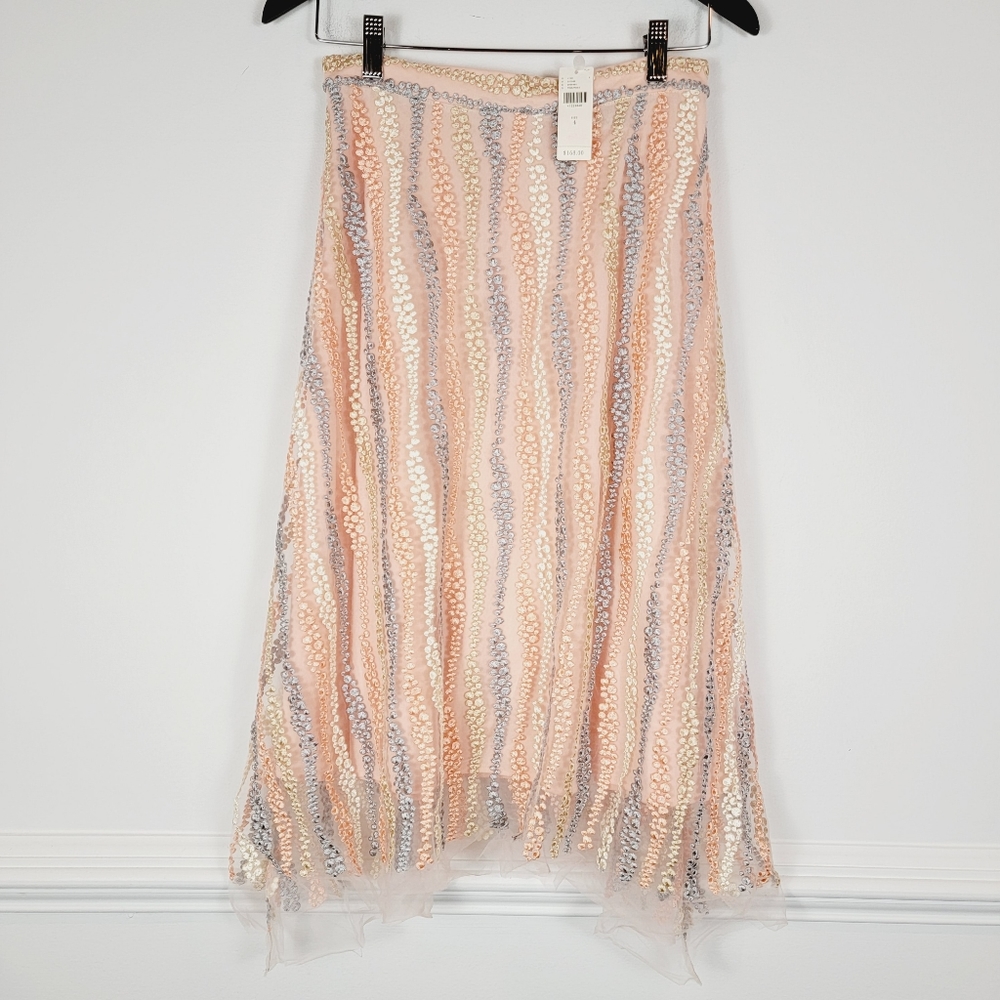 Anthropologie EVA FRANCO Embroidered Midi Skirt a0003